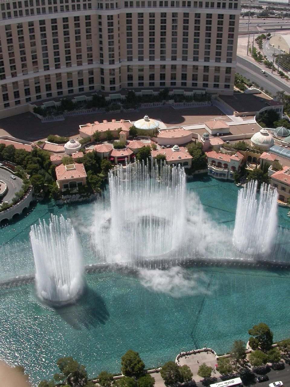 Fountains of Bellagio performing in an undated historical photograph.