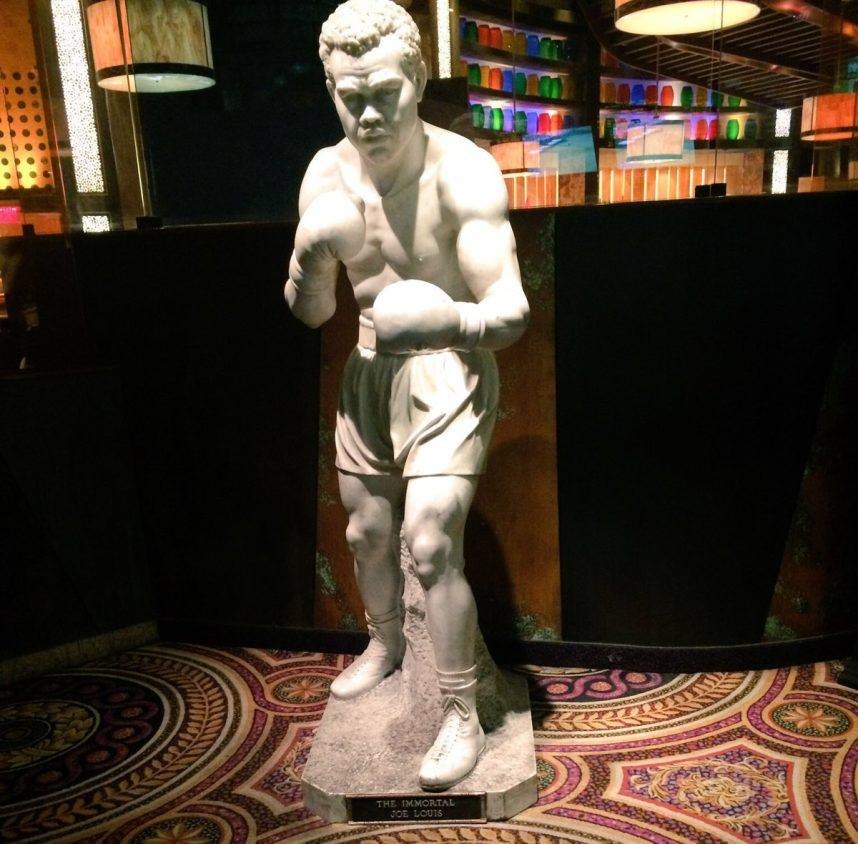 Joe Louis statue at Caesars Palace, in a Caesars Entertainment courtesy photograph.