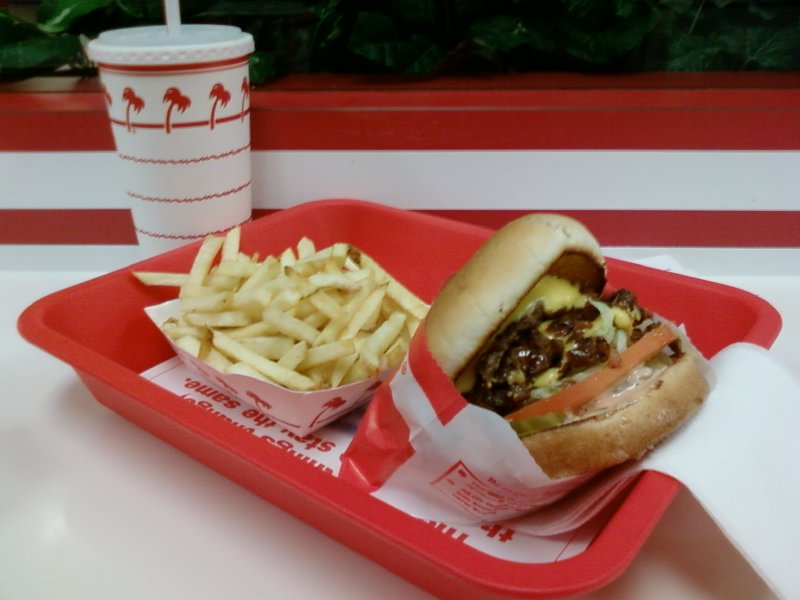 In-N-Out hamburger, fries and soda, November 2007; generic product photograph, not the BLVD or LINQ locations.