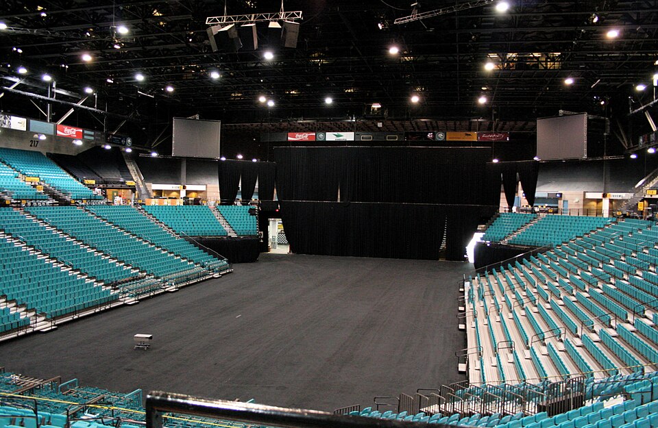 MGM Grand Garden Arena interior with seats arranged around an event floor.