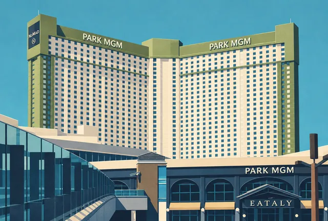 Illustration of Park MGM, based on a 2023 photograph showing the former NoMad branding.
