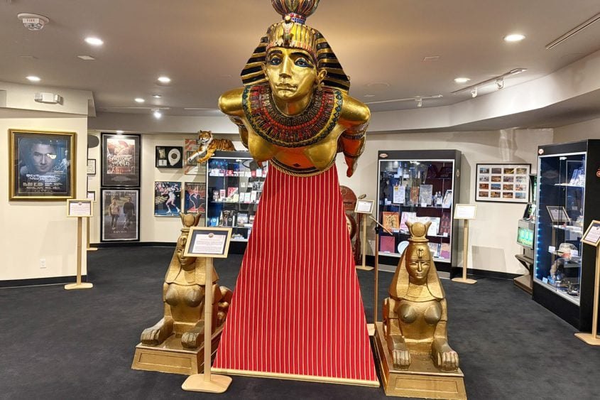 Cleopatra figure from the former Barge lounge in the Caesars Palace 60th anniversary exhibit.