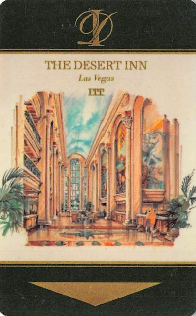 Desert Inn keycard showing an illustration of a tall, decorated interior.