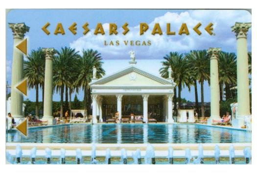 Caesars Palace keycard showing a pool, palms and classical-style columns.